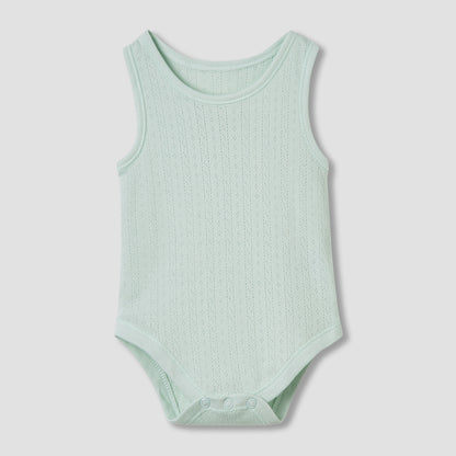 Juniors Round Neck Bodysuit with Texture - Cotton - Sleeveless - Set of 5
