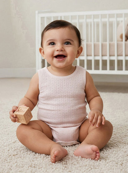 Juniors Round Neck Bodysuit with Texture - Cotton - Sleeveless - Set of 5-promo_babyshop_Buy2for115_UAE130126-image-9