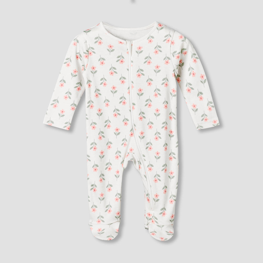 Pack of 5 Juniors Cotton Crew Neck Long Sleeves Sleepsuit with Floral Print
