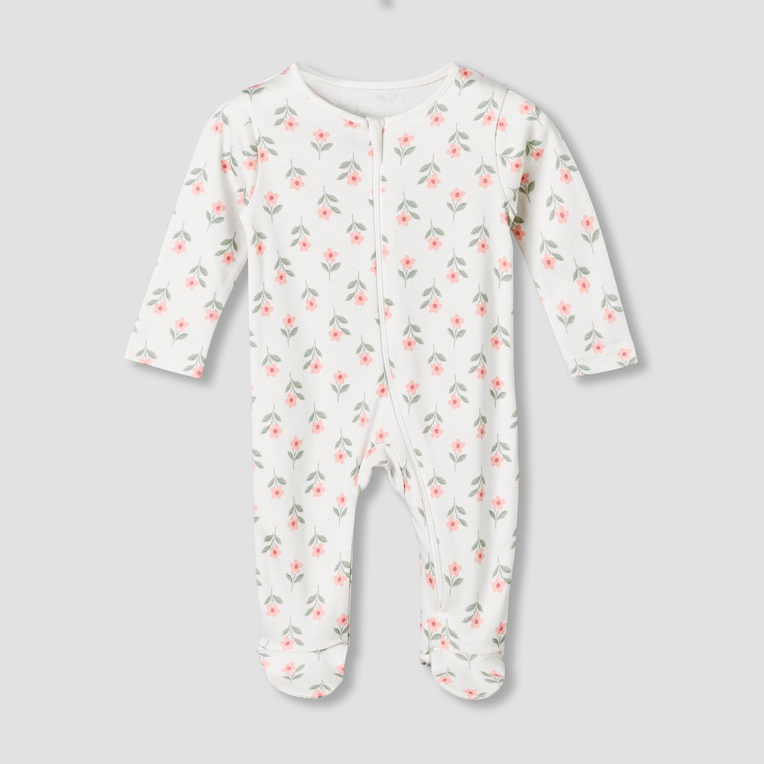 Pack of 5 Juniors Cotton Crew Neck Long Sleeves Sleepsuit with Floral Print