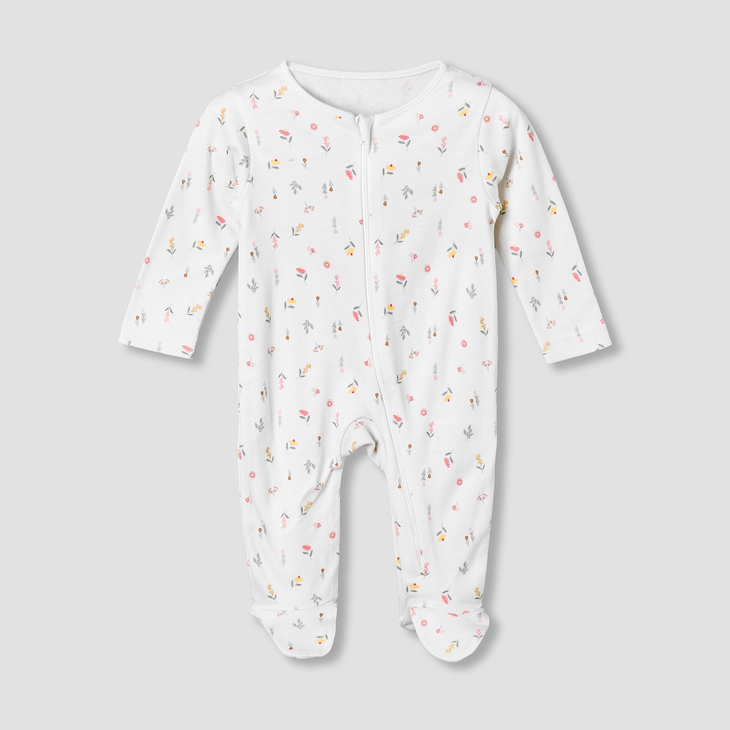 Pack of 5 Juniors Cotton Crew Neck Long Sleeves Sleepsuit with Floral Print