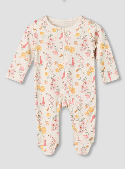 Pack of 5 Juniors Cotton Crew Neck Long Sleeves Sleepsuit with Floral Print-baby-girls-clothing-nightwear-sleepsuits-image-6