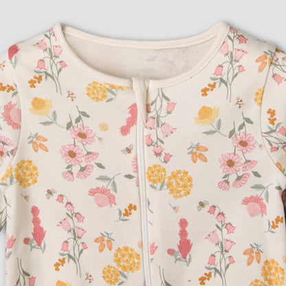Pack of 5 Juniors Cotton Crew Neck Long Sleeves Sleepsuit with Floral Print