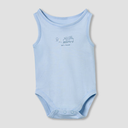 Juniors Printed Sleeveless Bodysuit with Snap Button Closure - Set of 5