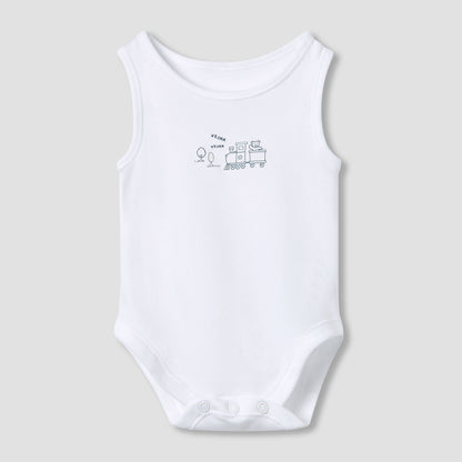 Juniors Printed Sleeveless Bodysuit with Snap Button Closure - Set of 5