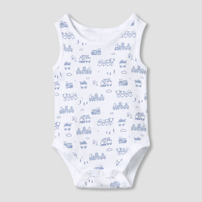 Juniors Printed Sleeveless Bodysuit with Snap Button Closure - Set of 5