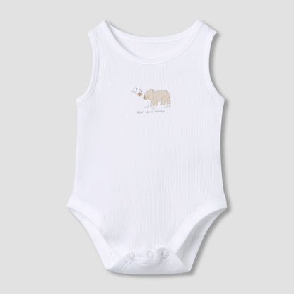Juniors Round Neck Bodysuit with Snap Button Closure - Cotton - Sleeveless - Set of 5
