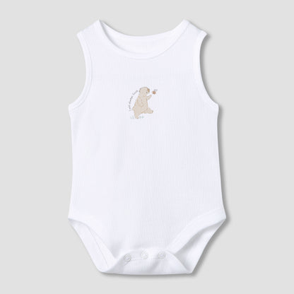 Juniors Round Neck Bodysuit with Snap Button Closure - Cotton - Sleeveless - Set of 5