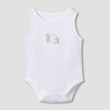 Juniors Round Neck Bodysuit with Snap Button Closure - Cotton - Sleeveless - Set of 5