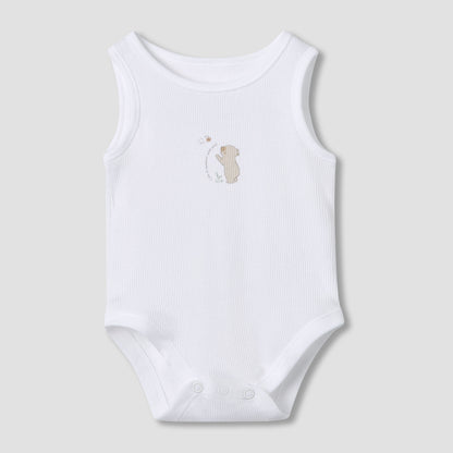 Juniors Round Neck Bodysuit with Snap Button Closure - Cotton - Sleeveless - Set of 5
