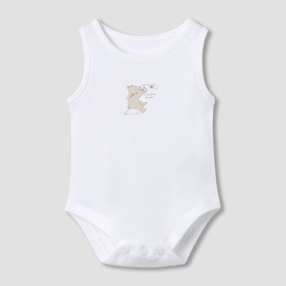 Juniors Round Neck Bodysuit with Snap Button Closure - Cotton - Sleeveless - Set of 5