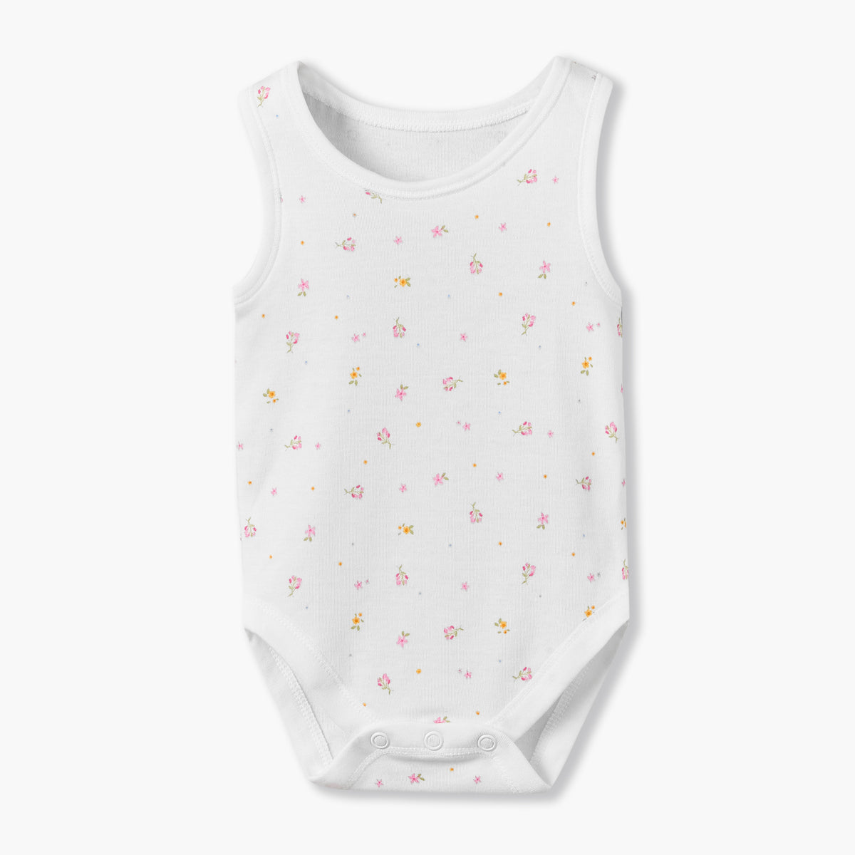 Pack of 7 Juniors Cotton Crew Neck Sleeveless Bodysuit with Snap Button Closure