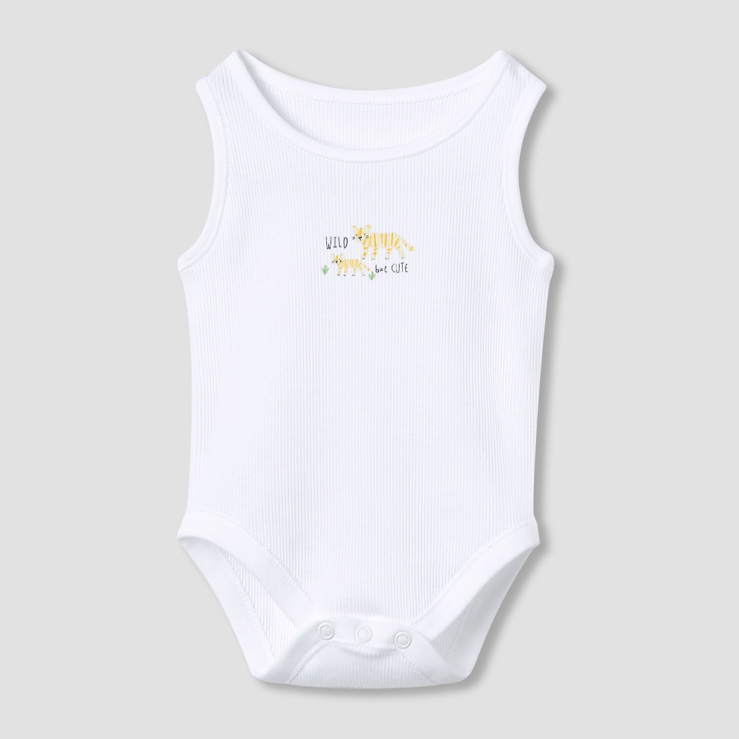 Juniors Round Neck Bodysuit with Snap Button Closure - Cotton - Sleeveless - Set of 5