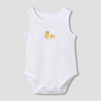 Juniors Round Neck Bodysuit with Snap Button Closure - Cotton - Sleeveless - Set of 5