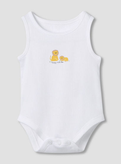 Juniors Round Neck Bodysuit with Snap Button Closure - Cotton - Sleeveless - Set of 5-promo_babyshop_Buy2for115_UAE130126-image-3