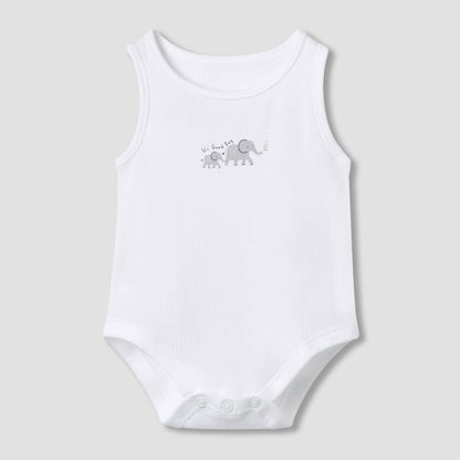 Juniors Round Neck Bodysuit with Snap Button Closure - Cotton - Sleeveless - Set of 5