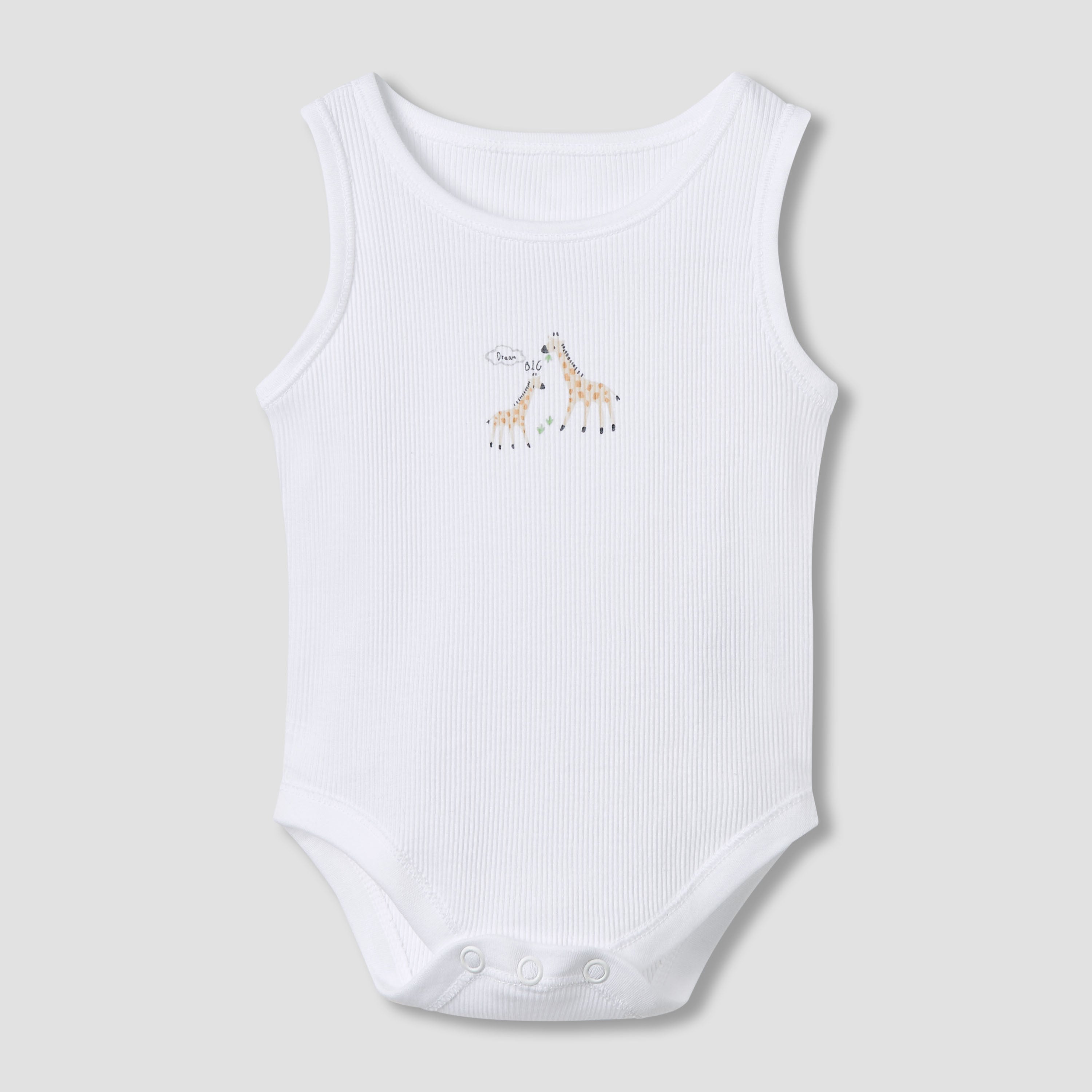 Juniors Round Neck Bodysuit with Snap Button Closure - Cotton - Sleeveless - Set of 5