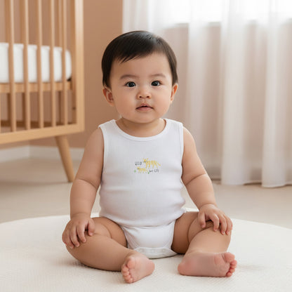 Juniors Round Neck Bodysuit with Snap Button Closure - Cotton - Sleeveless - Set of 5
