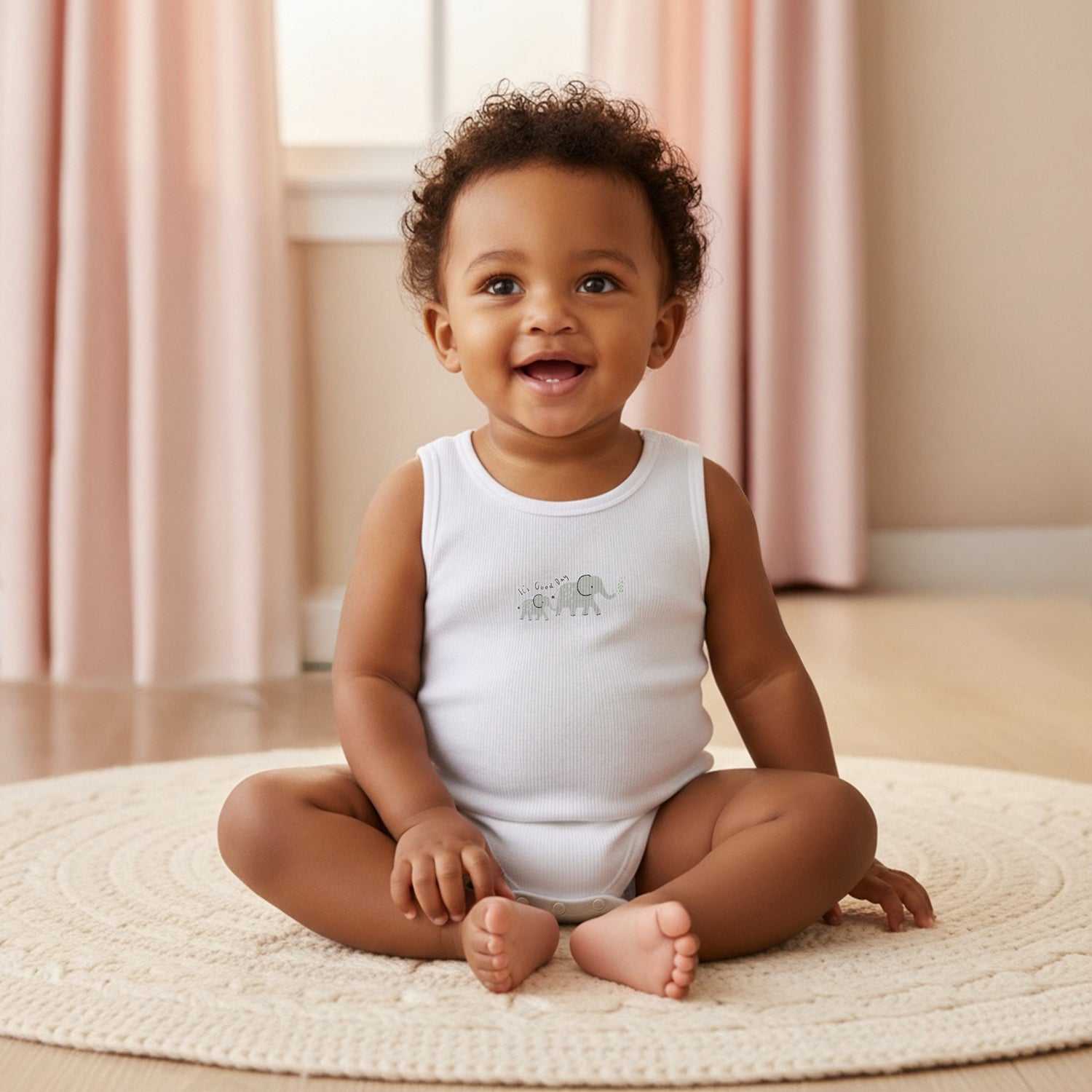 Juniors Round Neck Bodysuit with Snap Button Closure - Cotton - Sleeveless - Set of 5