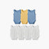 Pack of 7 Juniors Round Neck Sleeveless Bodysuit with Snap Button Closure - Blue / 12-18 mths