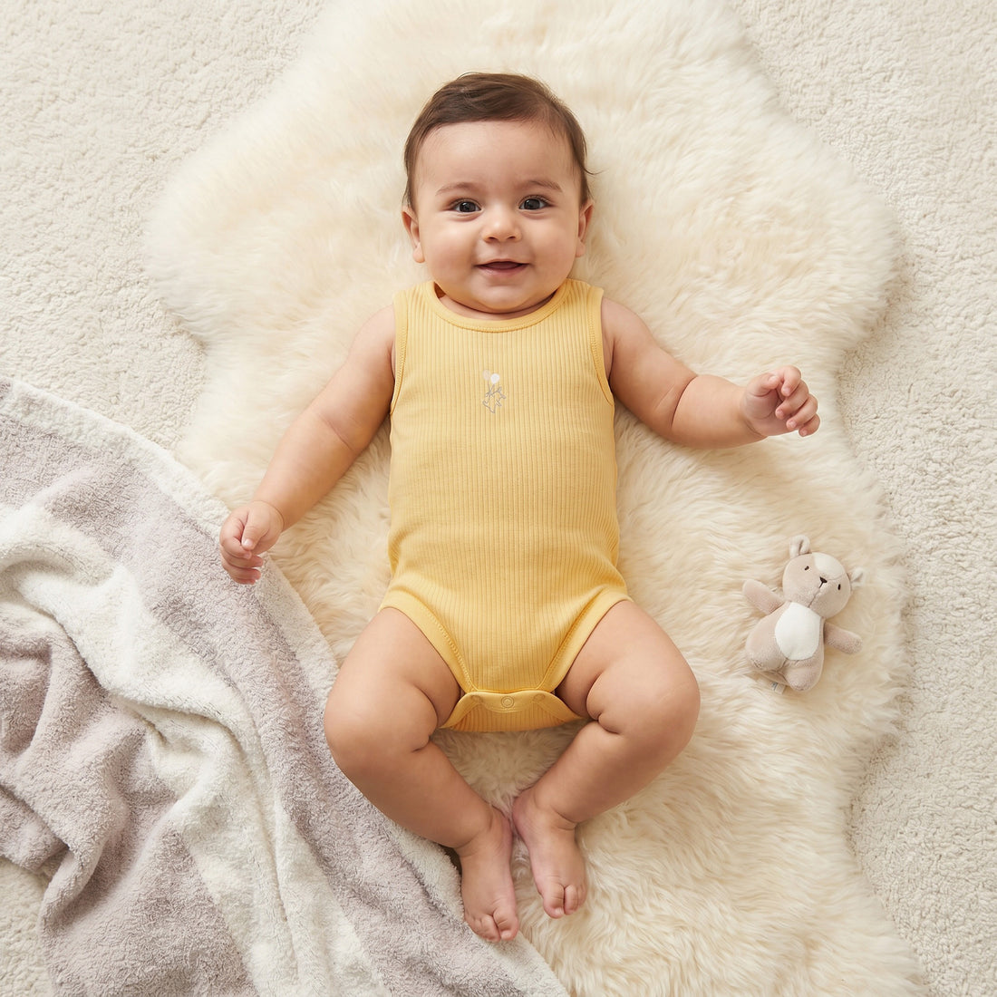 Pack of 7 Juniors Round Neck Sleeveless Bodysuit with Snap Button Closure