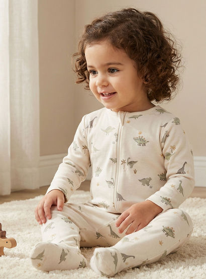 Pack of 5 Juniors Cotton Round Neck Long Sleeves Sleepsuit with Dinosaur Print-baby-boys-clothing-nightwear-sleepsuits-image-3