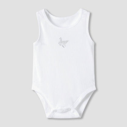 Juniors Round Neck Bodysuit with Snap Button Closure - Cotton - Sleeveless - Set of 7