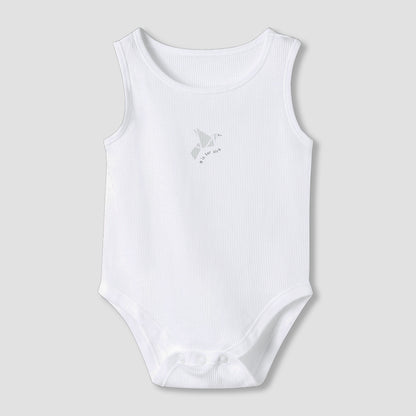 Juniors Round Neck Bodysuit with Snap Button Closure - Cotton - Sleeveless - Set of 7