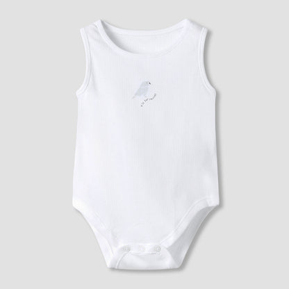 Juniors Round Neck Bodysuit with Snap Button Closure - Cotton - Sleeveless - Set of 7