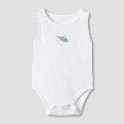 Juniors Round Neck Bodysuit with Snap Button Closure - Cotton - Sleeveless - Set of 7