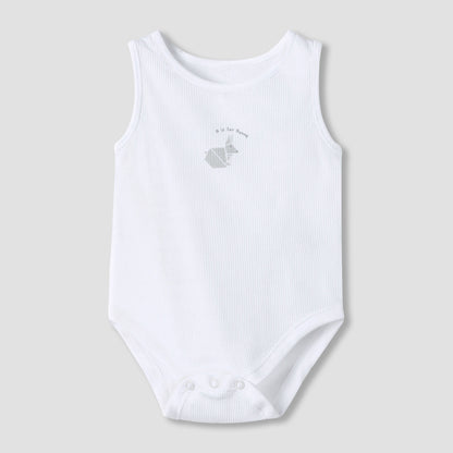 Juniors Round Neck Bodysuit with Snap Button Closure - Cotton - Sleeveless - Set of 7