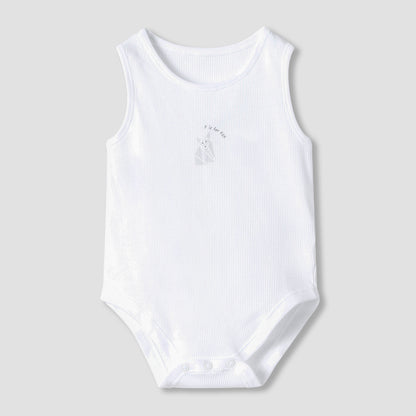Juniors Round Neck Bodysuit with Snap Button Closure - Cotton - Sleeveless - Set of 7