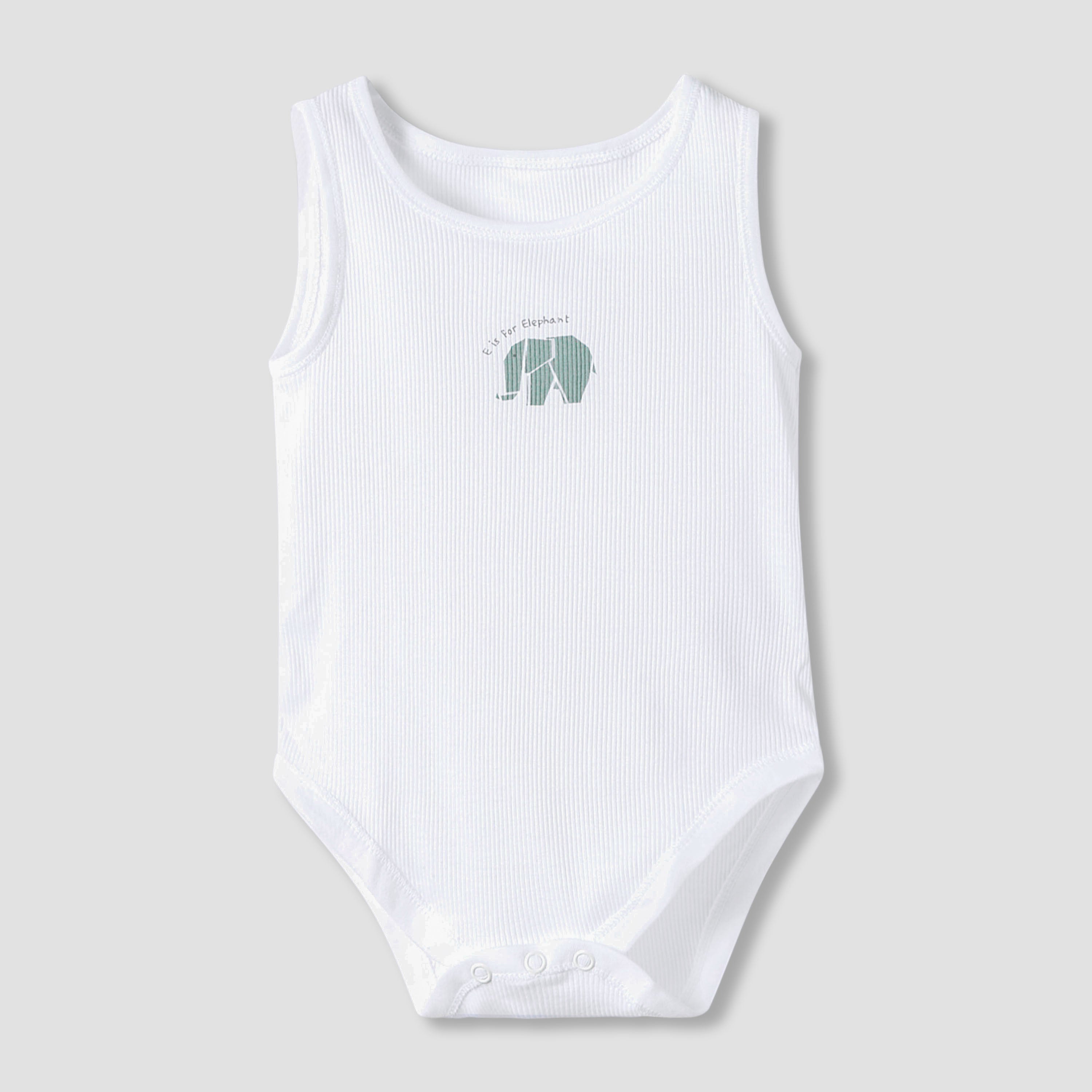 Juniors Round Neck Bodysuit with Snap Button Closure - Cotton - Sleeveless - Set of 7