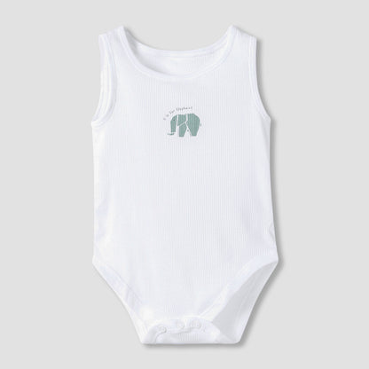 Juniors Round Neck Bodysuit with Snap Button Closure - Cotton - Sleeveless - Set of 7