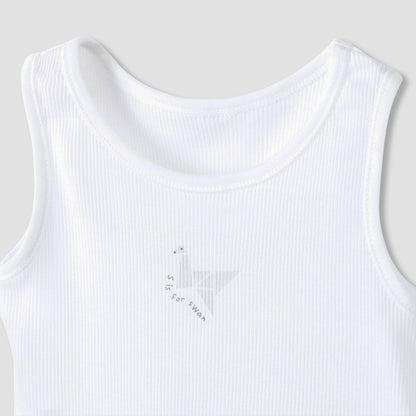 Juniors Round Neck Bodysuit with Snap Button Closure - Cotton - Sleeveless - Set of 7