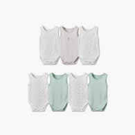 Pack of 7 Juniors Crew Neck Sleeveless Bodysuit with Snap Button Closure-undefined-image-1
