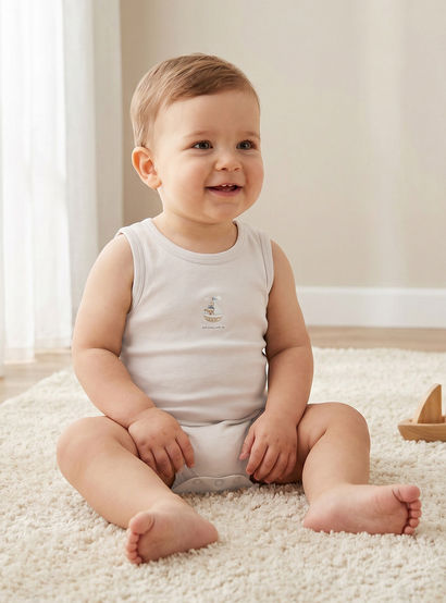 Pack of 7 Juniors Crew Neck Sleeveless Bodysuit with Snap Button Closure-baby-boys-clothing-bodysuits-image-2