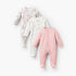 Pack of 3 Juniors Cotton Crew Neck Long Sleeve Sleepsuit with Zip Closure - Pink / 12-18 mths