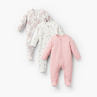 Pack of 3 Juniors Cotton Crew Neck Long Sleeve Sleepsuit with Zip Closure-undefined-image-1