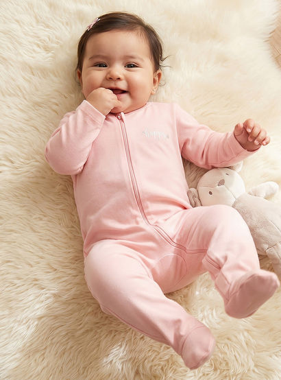 Pack of 3 Juniors Cotton Crew Neck Long Sleeve Sleepsuit with Zip Closure-baby-girls-clothing-nightwear-sleepsuits-image-3