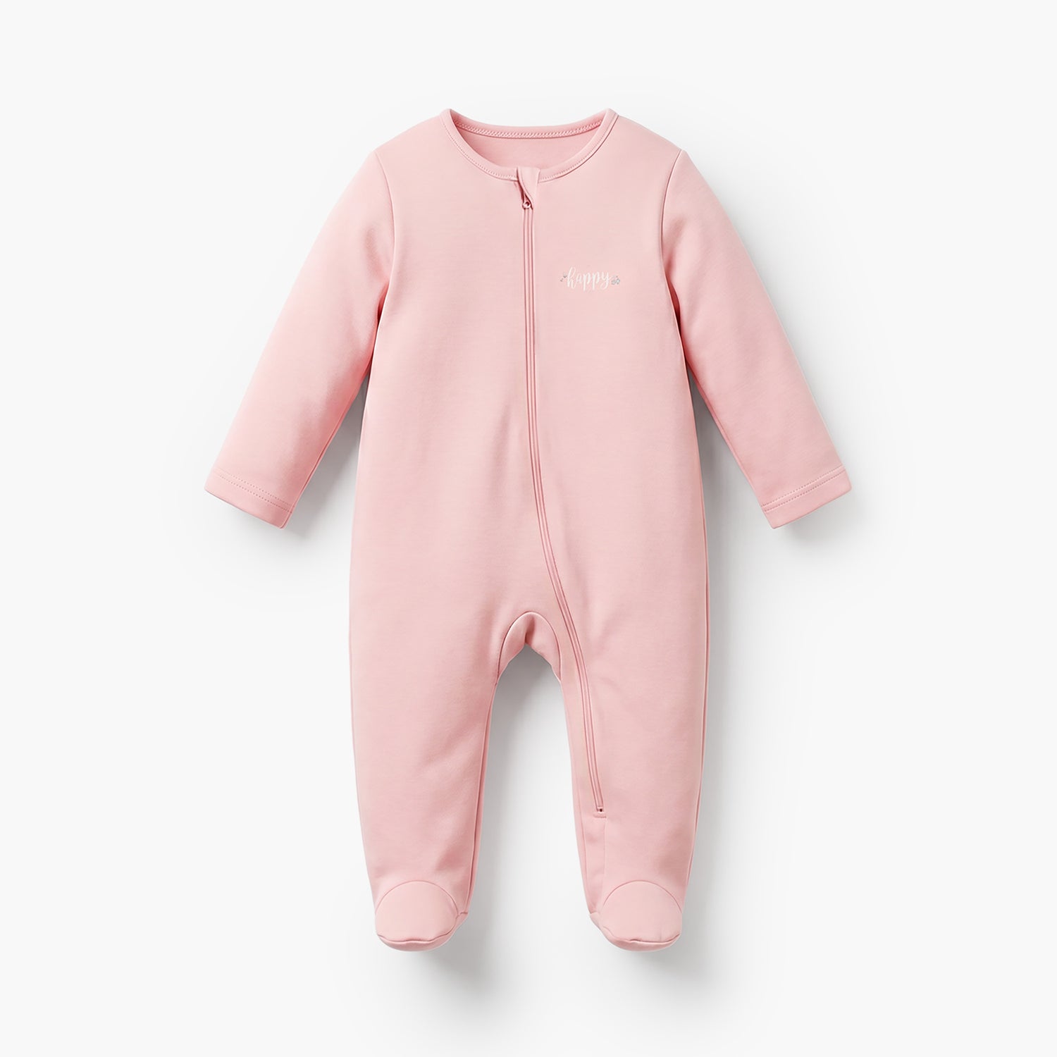 Pack of 3 Juniors Cotton Crew Neck Long Sleeve Sleepsuit with Zip Closure