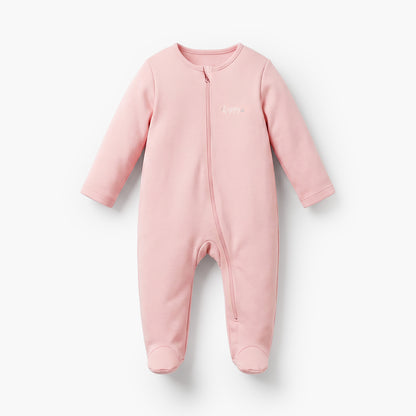 Pack of 3 Juniors Cotton Crew Neck Long Sleeve Sleepsuit with Zip Closure