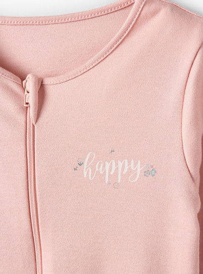 Pack of 3 Juniors Cotton Crew Neck Long Sleeve Sleepsuit with Zip Closure-baby-girls-clothing-nightwear-sleepsuits-image-8