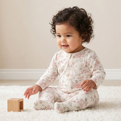 Pack of 3 Juniors Cotton Crew Neck Long Sleeve Sleepsuit with Zip Closure