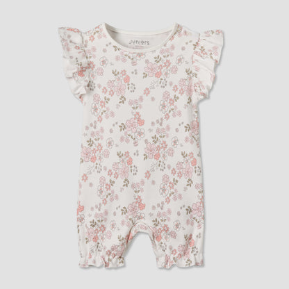 Pack of 3 Juniors Round Neck Short Sleeves Romper with Floral Print