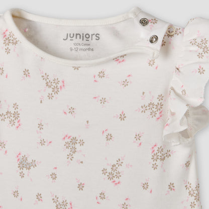 Pack of 3 Juniors Round Neck Short Sleeves Romper with Floral Print
