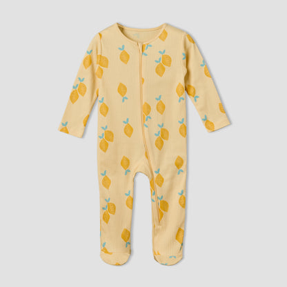 Pack of 3 Juniors Cotton Round Neck Long Sleeves Sleepsuit with Zip Closure