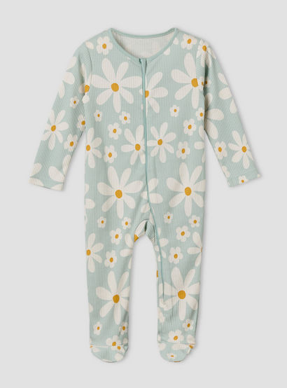 Pack of 3 Juniors Cotton Round Neck Long Sleeves Sleepsuit with Zip Closure-baby-girls-clothing-nightwear-sleepsuits-image-4