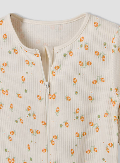 Pack of 3 Juniors Cotton Round Neck Long Sleeves Sleepsuit with Zip Closure-baby-girls-clothing-nightwear-sleepsuits-image-6