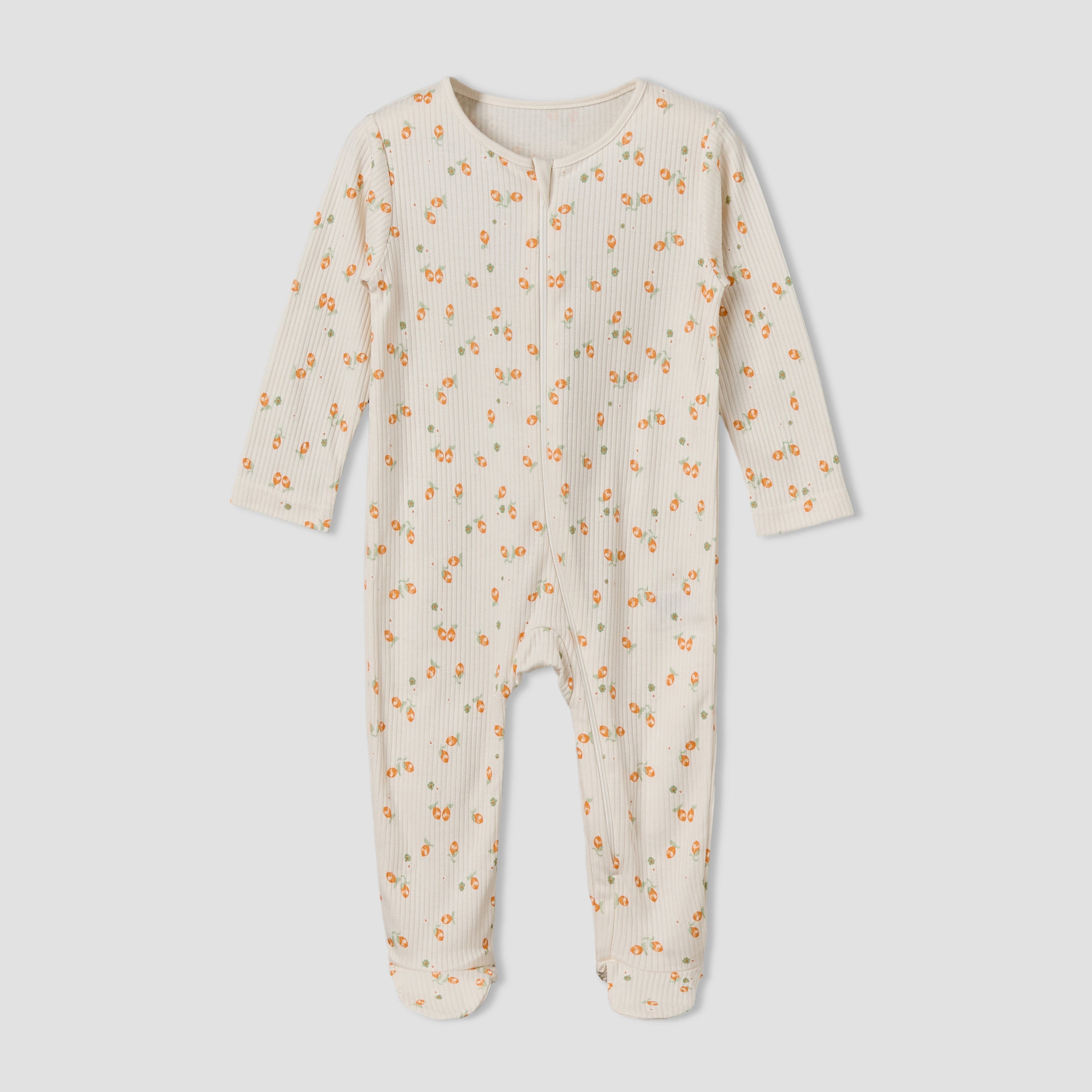 Pack of 3 Juniors Cotton Round Neck Long Sleeves Sleepsuit with Zip Closure